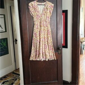 Elan Pink and Yellow Midi Dress